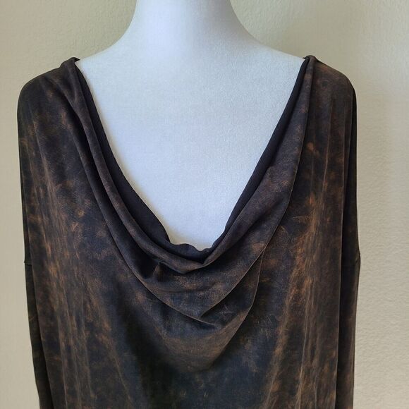 90s Scoop Cowl Womens POL Blouse SZ Medium Draping  Oversized - Picture 5 of 8